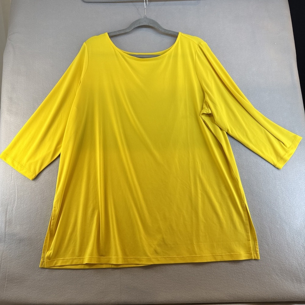 Susan Graver Blouse, Size 1X, Yellow, 3/4 Sleeves, Casual, Workwear, QVC